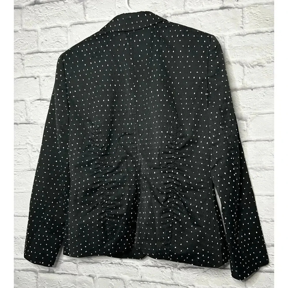 Lafayette 148 black white polka dot ruched blazer jacket 12 career - Picture 6 of 10